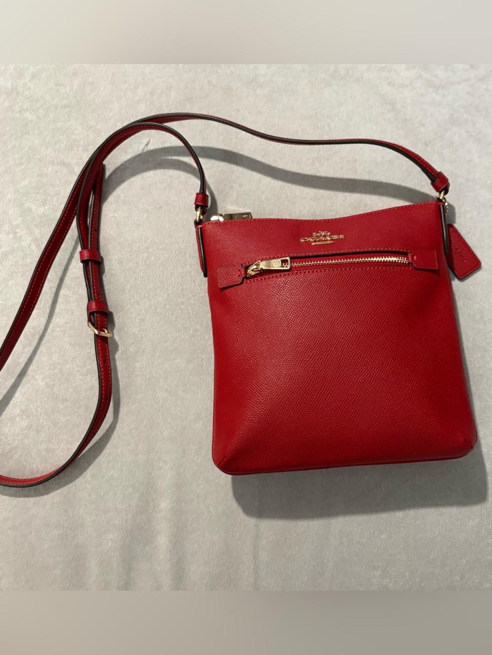 Coach Red Leather Crossbody Bag - Signature Saffiano Finish -LIKE NEW!